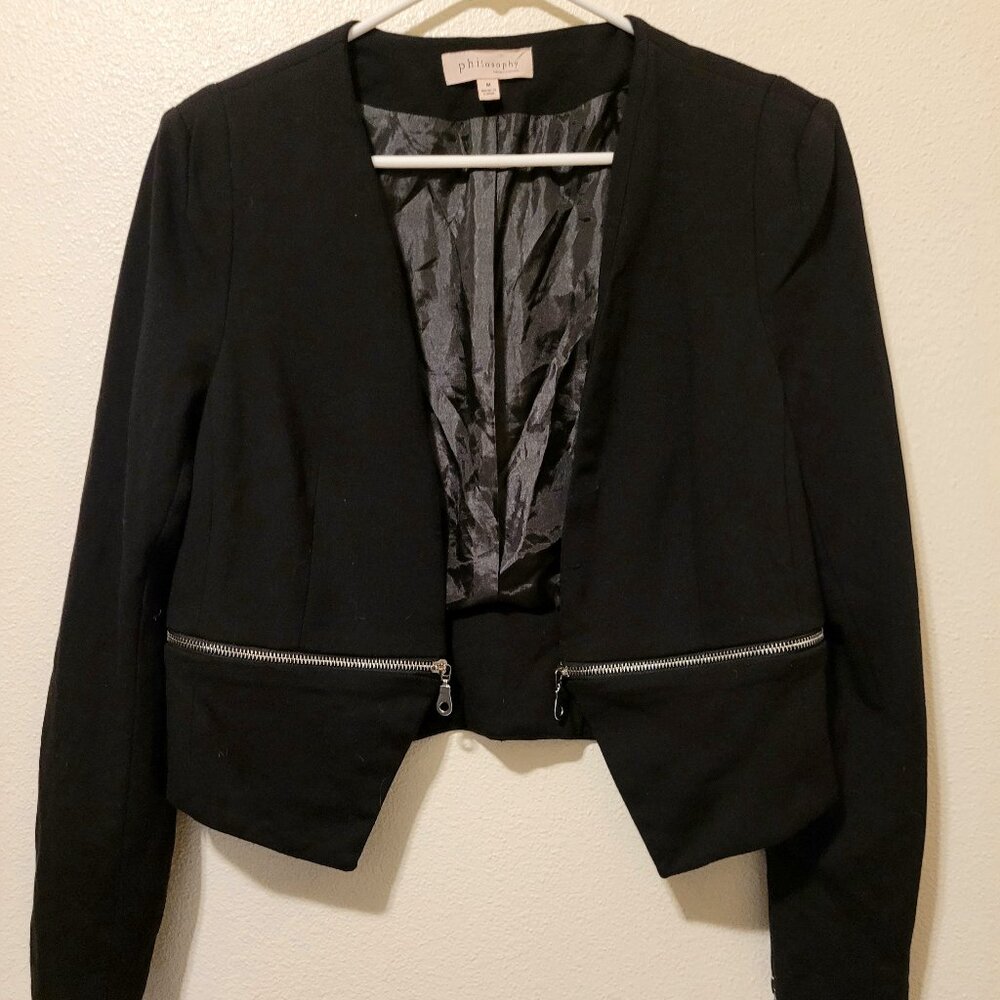 Philosophy Republic Black Moto with Silver zipper details
